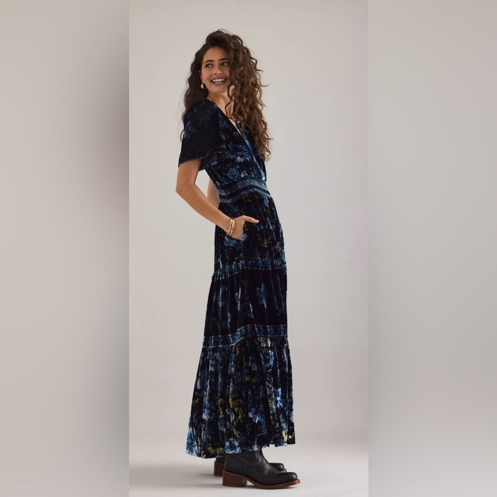 Anthropologie Somerset Velvet Maxi Dress